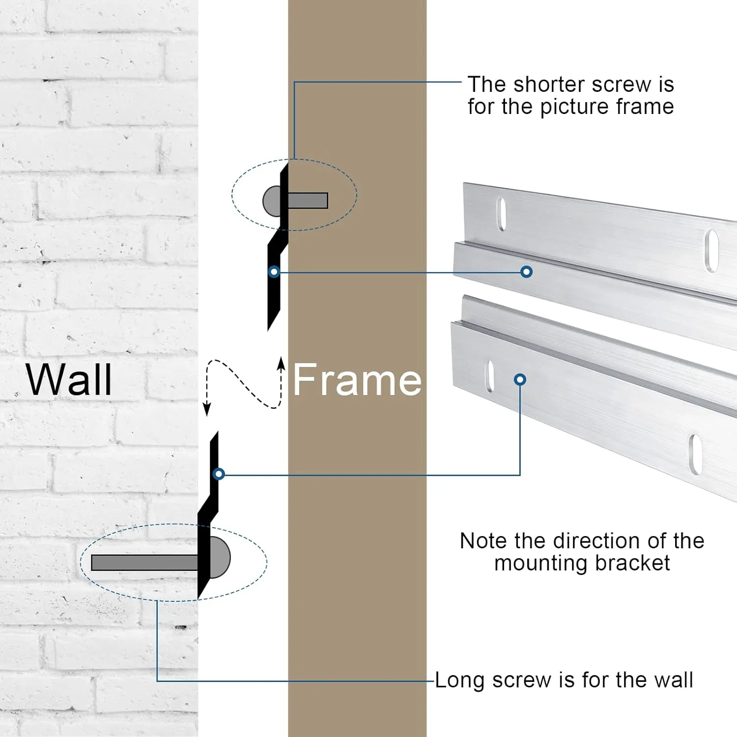 24 Pack French Cleat Hanger Headboard Wall Mounting Brackets Cleat Picture Hanger Kit Z Bar Supports with Plastic Expansion Tube Screws Silicone Dots for Picture Mirror Whiteboard (6 Inch)