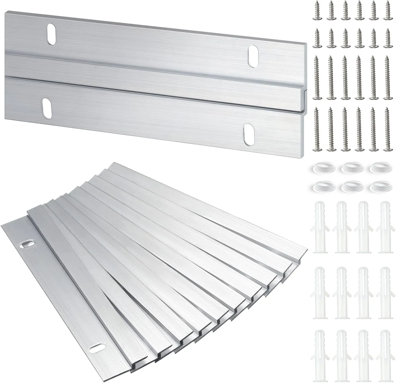 24 Pack French Cleat Hanger Headboard Wall Mounting Brackets Cleat Picture Hanger Kit Z Bar Supports with Plastic Expansion Tube Screws Silicone Dots for Picture Mirror Whiteboard (6 Inch)