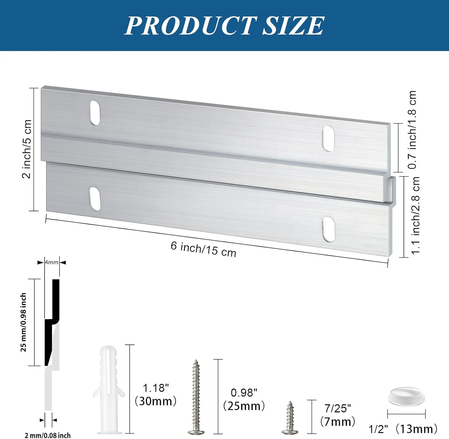 24 Pack French Cleat Hanger Headboard Wall Mounting Brackets Cleat Picture Hanger Kit Z Bar Supports with Plastic Expansion Tube Screws Silicone Dots for Picture Mirror Whiteboard (6 Inch)