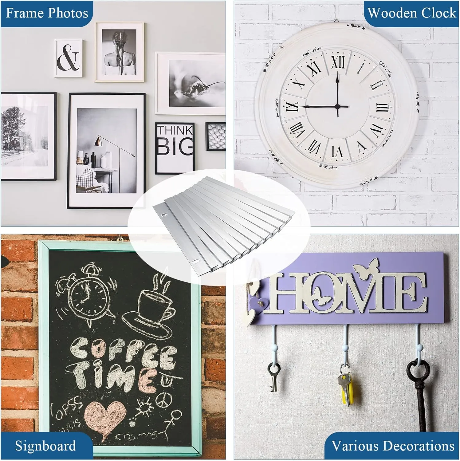 24 Pack French Cleat Hanger Headboard Wall Mounting Brackets Cleat Picture Hanger Kit Z Bar Supports with Plastic Expansion Tube Screws Silicone Dots for Picture Mirror Whiteboard (6 Inch)