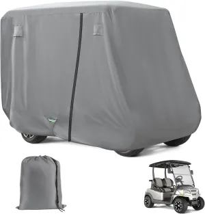 2/4 Passenger Golf Cart Cover for Club Car, EZGO,Yamaha Model, 420D PU Oxford Fabrics Waterproof Golf Cart Covers All-Weather Protection Full Cover 3-Zipper (Black / Gray)