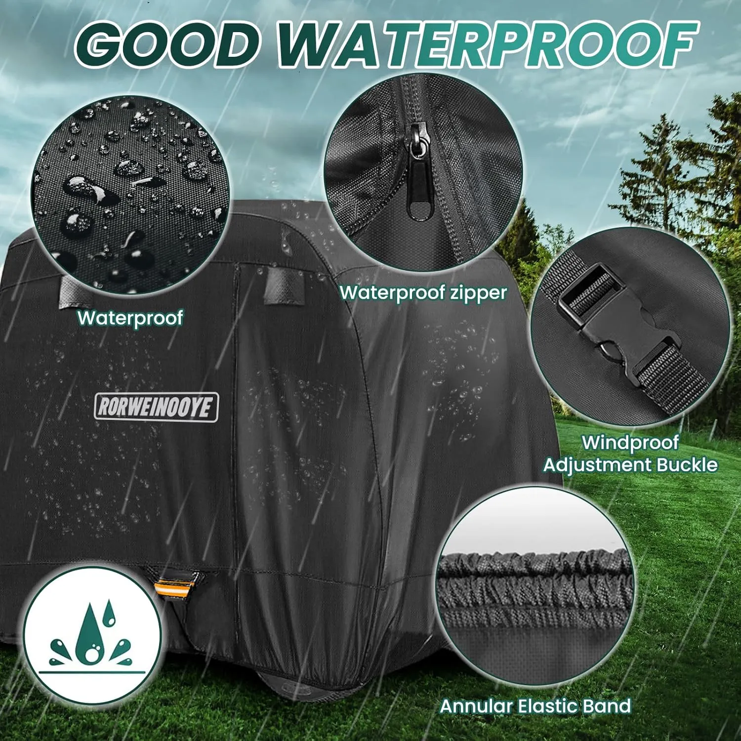 2/4/4 2 Passenger Golf Cart Cover Fits for Yamaha EZGO Club Car, 420D Waterproof Durable Polyester Golf Cart Cover with Three Zipper Doors Windproof Sunproof