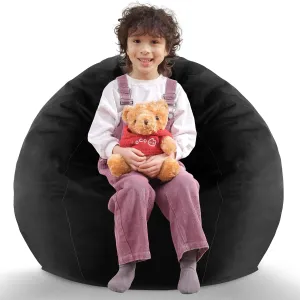 2.5Ft Bean Bag Chair, Memory Foam Filling Bean Bag Chairs with Velvet Cover, Removable and Machine Washable Cover, Teardrop Bean Bag Chair for Adults,Teens and Kids - Black