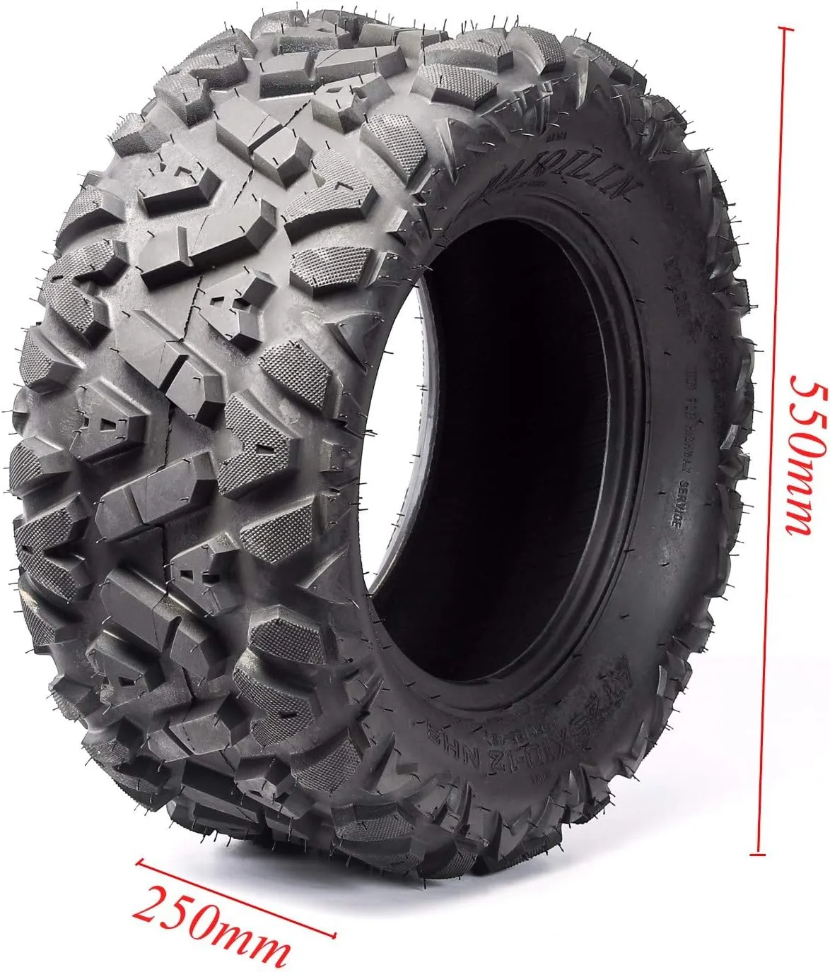 25x10x12 25x10-12 6PR All-Terrain Off-Road ATV UTV Tire,25x10.00-12 12inch Tubeless Tire, Heavy-Duty Replacement for Quad ATV, UTV, Go Kart, Golf Cart, and Lawn Mower (4)