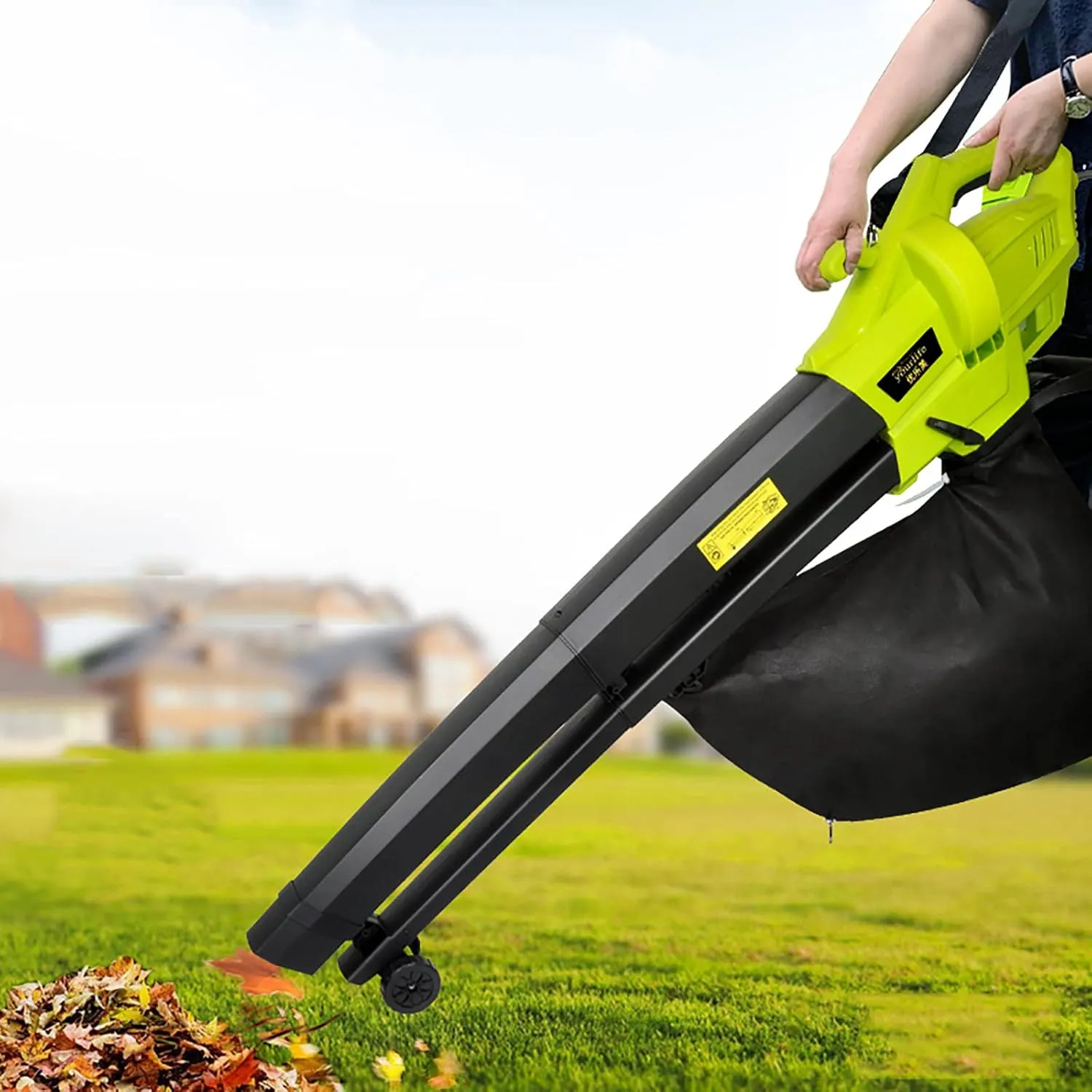 3 in 1 Leaf Blower Vacuum Cleaner and Shredder, 3000 W Gardening Blower, with Guide Wheels   Shoulder Strap   40L Collection Bag, 16:1 Shredder Ratio, 270 KM/H Dust Blow Tool,30M (15M)