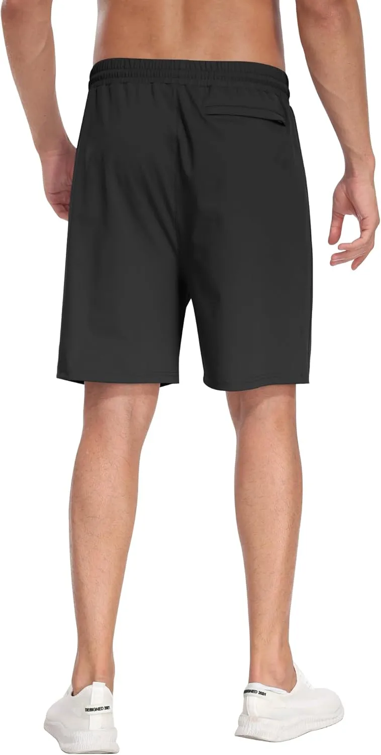 3 Pack Men's Athletic Running Shorts with Zipper Pockets,Gym Workout Basketball Hiking Shorts for Men