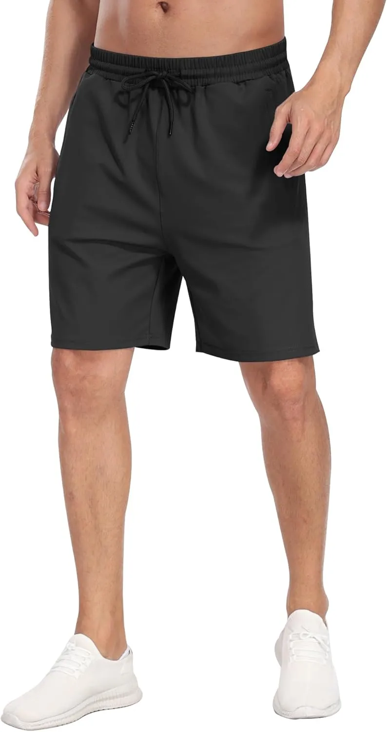 3 Pack Men's Athletic Running Shorts with Zipper Pockets,Gym Workout Basketball Hiking Shorts for Men