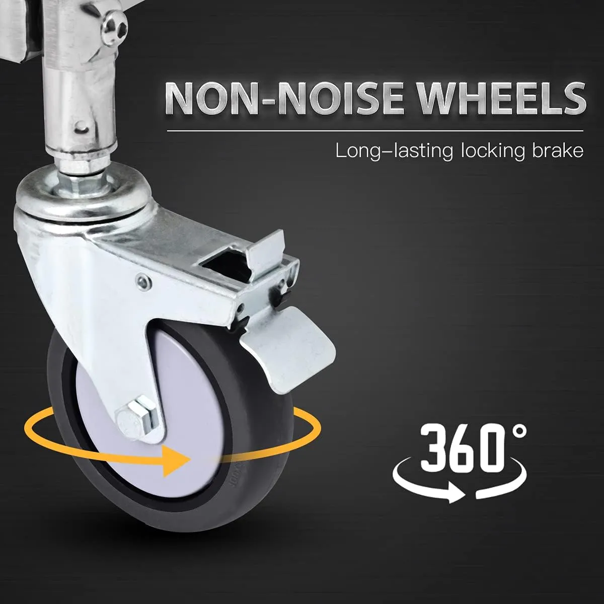 3 Shelf Stainless Steel Cart, 420 lbs, 1MM Thick, Serving With Wheels, Household Service Trolley, 360 Rotation Storage Shelf With Locking Wheels (29.5*15.8*37.4)'' Utility