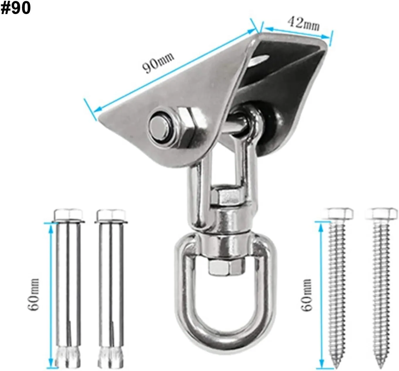 304 Suspension Hooks Ceiling Wall Mount Fixed Plate Bag Hanger Bracket for Yoga Hammock Hanging Chair Sandbag Aerial Silks(90mm B)