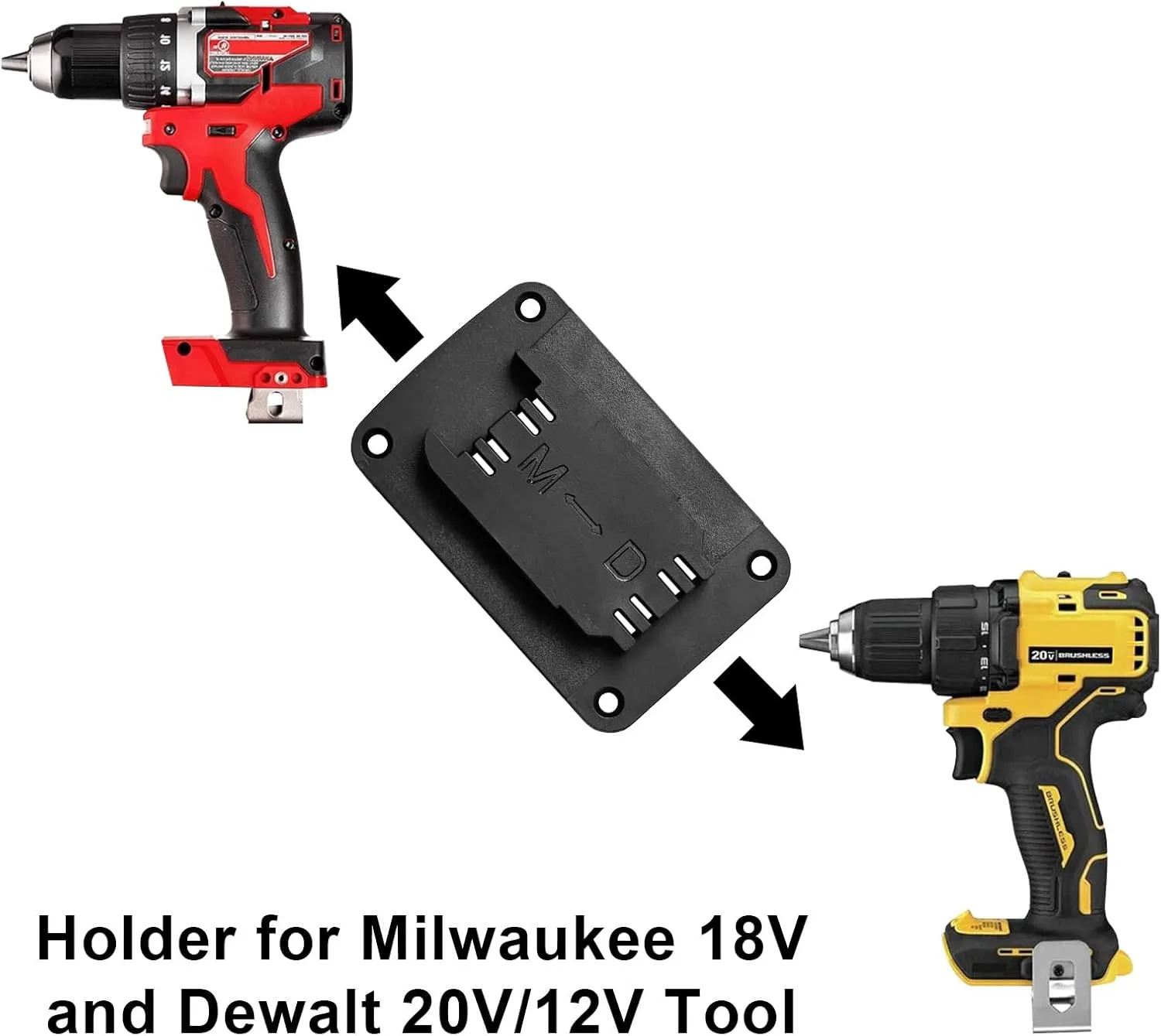 30pas Tool Holders and Battery Holder for Dewalt 20v Wall Mount Hanger Battery Drill Tool Storage Shelf for Milwaukee M18(black)
