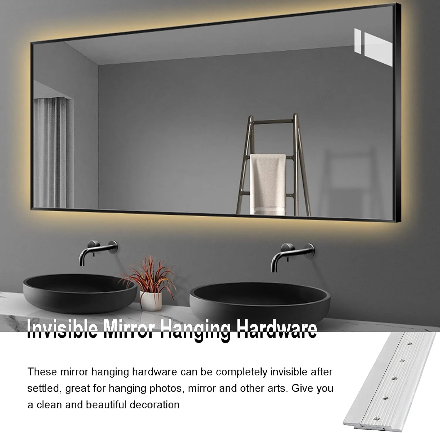 30" French Cleat Picture Hanger, Aluminum Mirror Hanging Kit with Hardware, Ideal for Artwork, Whiteboard, Cabinet, Holds 120 lbs. per Pair, 1 Pairs