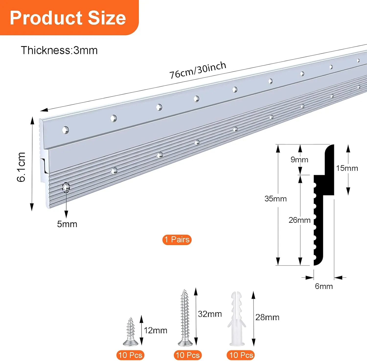30" French Cleat Picture Hanger, Aluminum Mirror Hanging Kit with Hardware, Ideal for Artwork, Whiteboard, Cabinet, Holds 120 lbs. per Pair, 1 Pairs