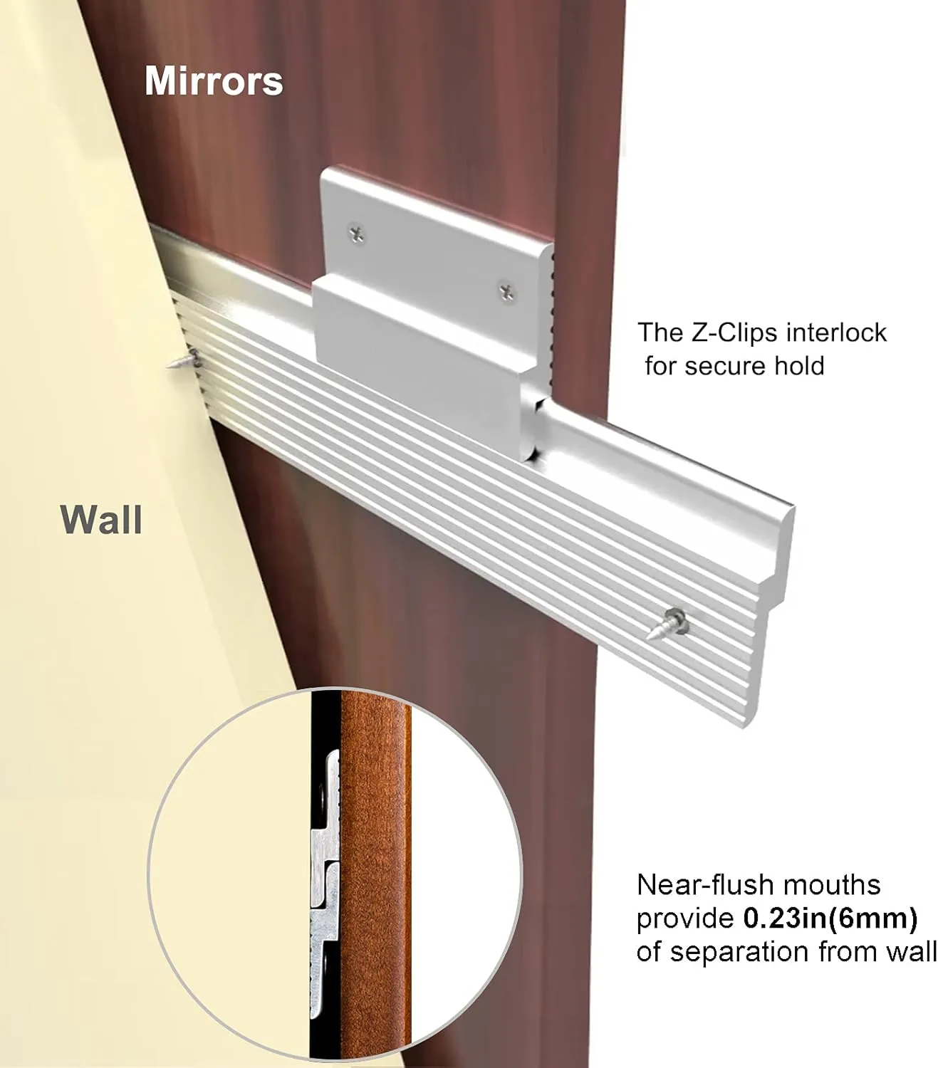 30" French Cleat Picture Hanger, Aluminum Mirror Hanging Kit with Hardware, Ideal for Artwork, Whiteboard, Cabinet, Holds 120 lbs. per Pair, 1 Pairs