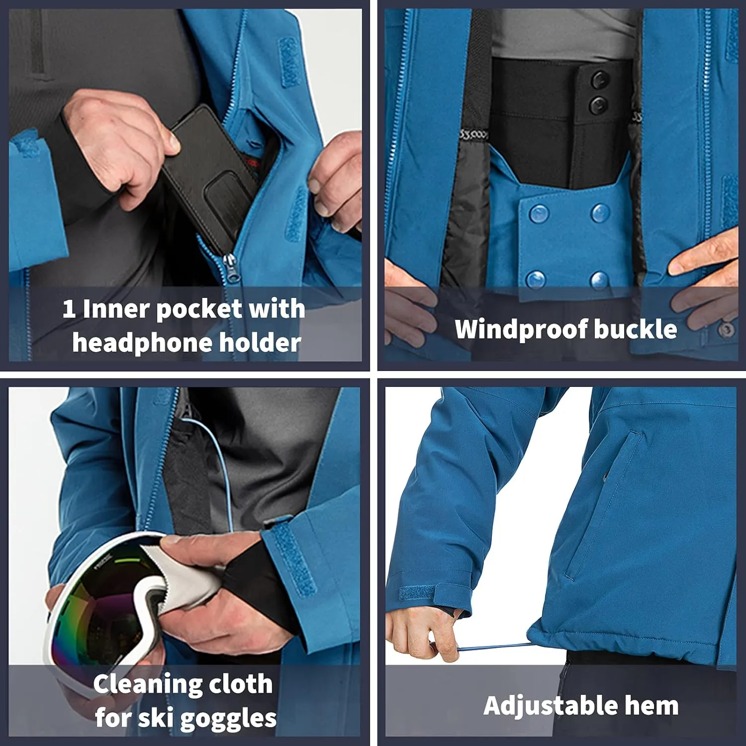33,000ft Mens Ski Jacket Waterproof Insulated Snow Jacket, Mountain Breathable Winter Jackets for Men Ski Snowboard Coat