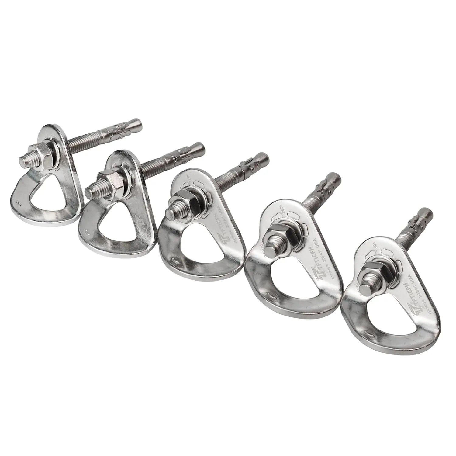 35kN UIAA Certified Heavy Duty Stainless Steel Climbing Bolt Hangers & Expansion Bolts Set, M10, Silver, 5pc