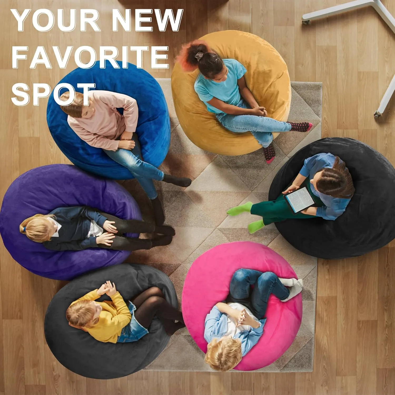 3Ft Bean Bag Chairs, Giant Bean Bag Chair with Memory Foam Filling, Removable and Machine Washable Velvet Cover, Bean Bag Chairs for Adult - Mustard (36"×36"×24")