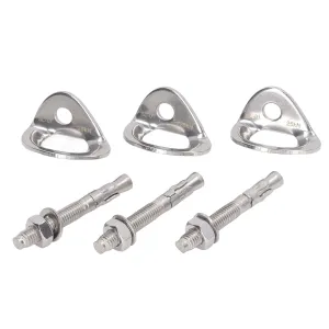 3Pair 25KN Rock Climbing Bolt Hanger, Stainless Steel Climbing Anchor Bolt for Belay Rescue Rigging Device