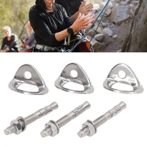 3Pair Climbing Bolt Hanger, Rock Climbing Bolt Hanger Stainless Steel Climbing Anchor, Stainless Steel Rock Climbing Bolt Anchor for Rescue Rigging Device