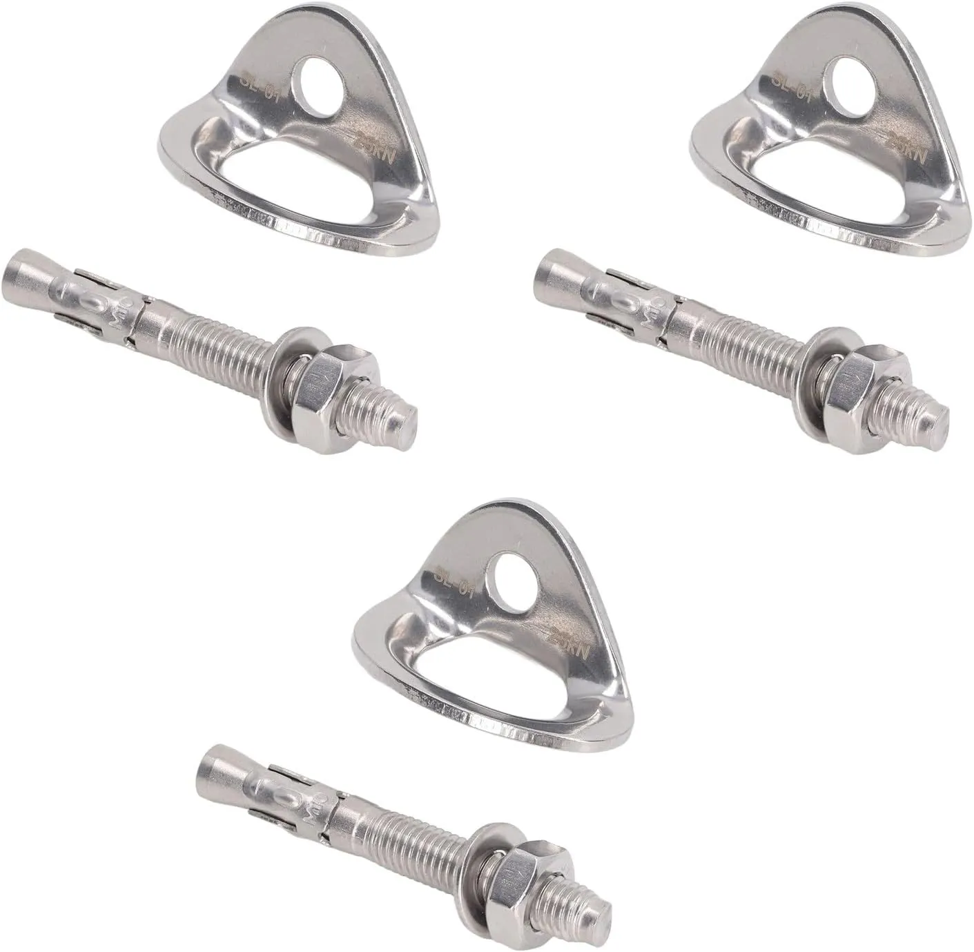 3Pair Climbing Bolt Hanger, Rock Stainless Steel Climbing Anchor for Belay Rigging Device