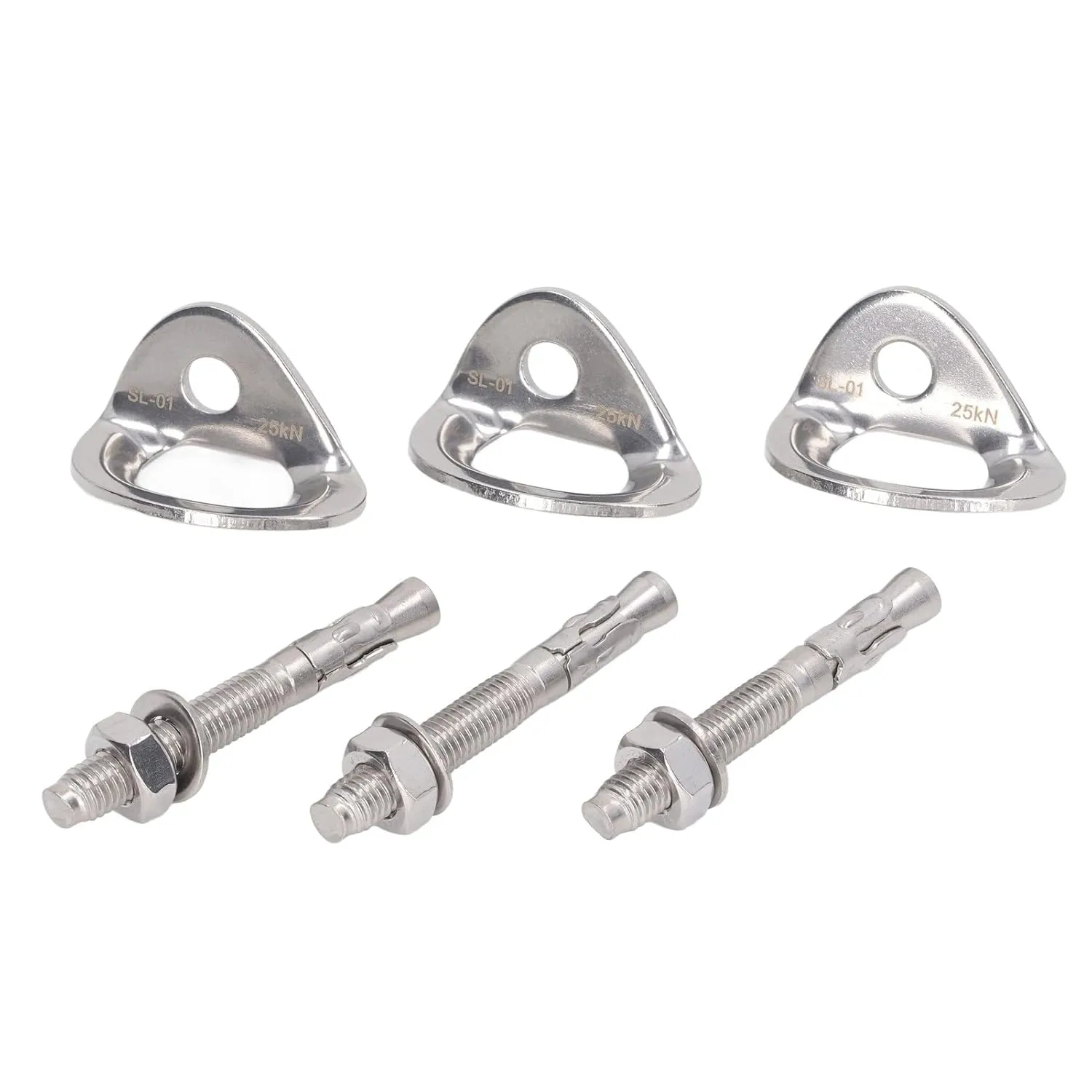 3pair Rock Climbing Anchor Stainless Steel, Rock Climbing Bolt Hanger for Carving Aerial Work Fixed Point