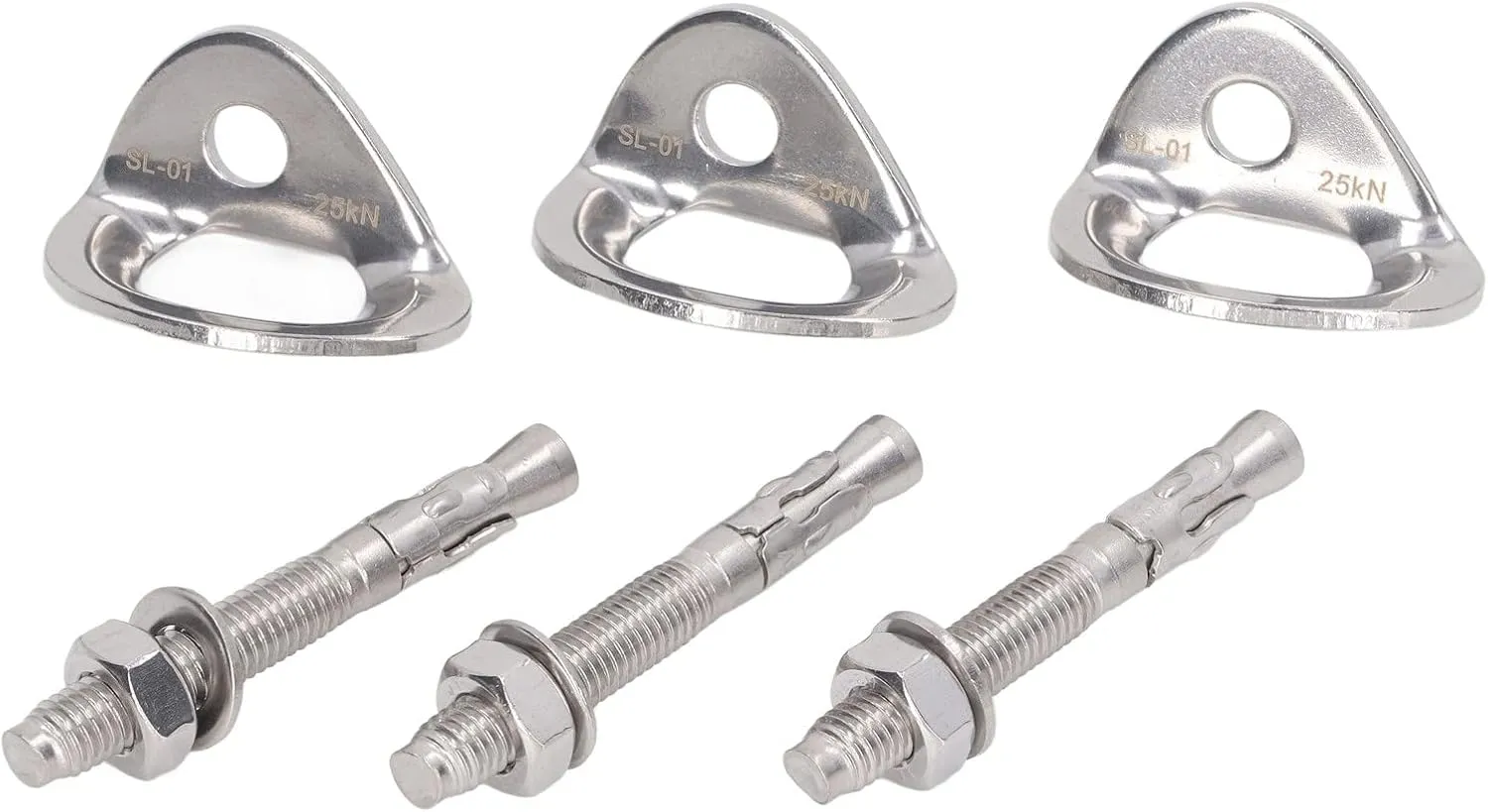 3Pair Rock Climbing Bolt Hanger Stainless Steel Climbing Anchor for Belay Rescue Rigging Device