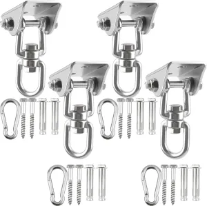 4 Pack Heavy Duty Swing Hangers 1200 LB Capacity Swing Hook Swing Hardware Kit 360° Swivel Stainless Steel Hammock Hook for Playground Porch Swing Hammock Punching Bag