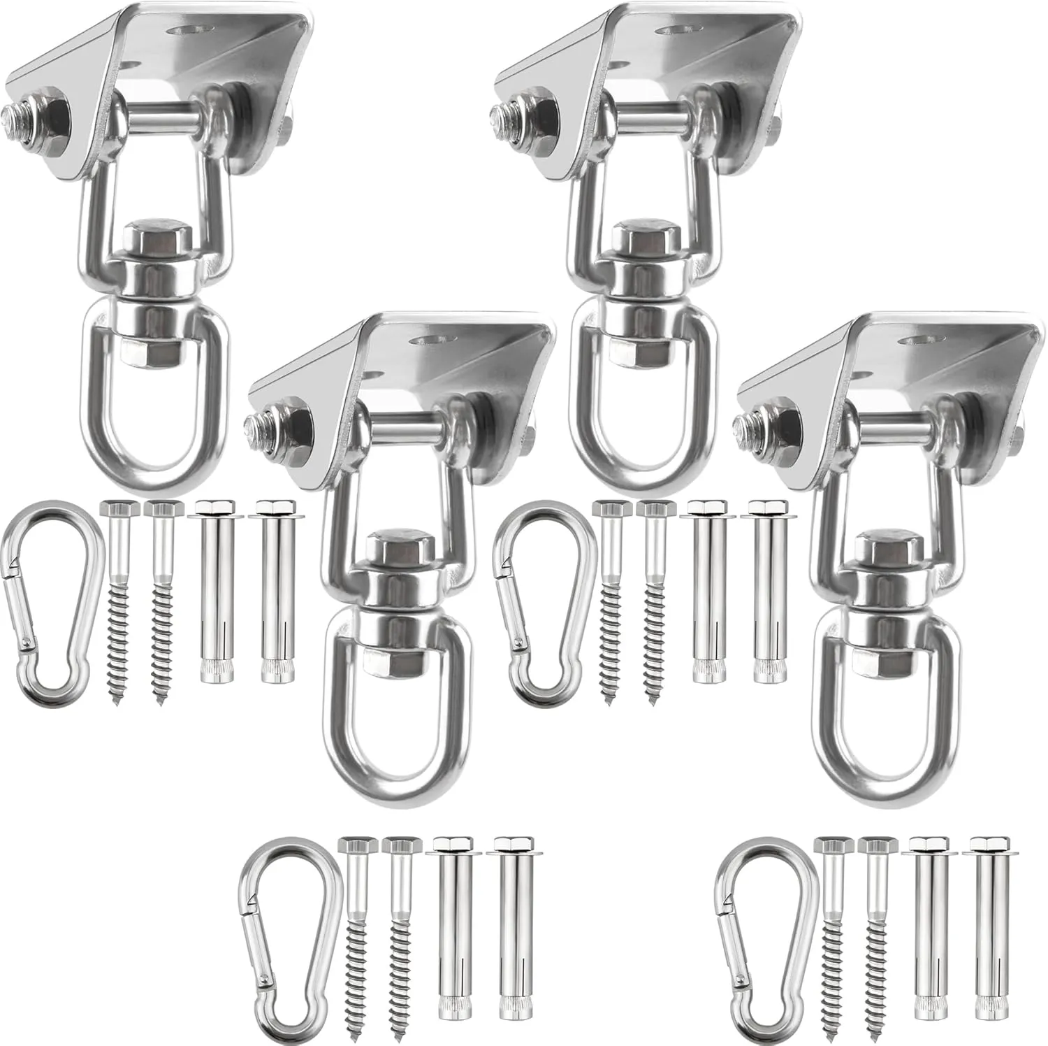 4 Pack Heavy Duty Swing Hangers 1200 LB Capacity Swing Hook Swing Hardware Kit 360° Swivel Stainless Steel Hammock Hook for Playground Porch Swing Hammock Punching Bag