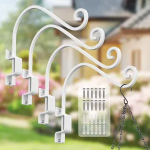 4 Pack Plant Hangers Outdoor : Swivel Bird Feeder Hangers Wall Mount - 15 Inch Swivel Plant Hooks for Hanging Baskets, Flower, Lantern, Wind Chimes (White)