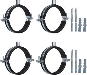 4 PCS Split Ring Pipe Hanger, Heavy Duty Adjustable Pipe Bracket Clamp with Screw & Expansion Tube, Wall Ceiling Mount Galvanized Iron Pipe Strap Supports Fit for Pipe OD 3-3.1 Inch(75-80mm)