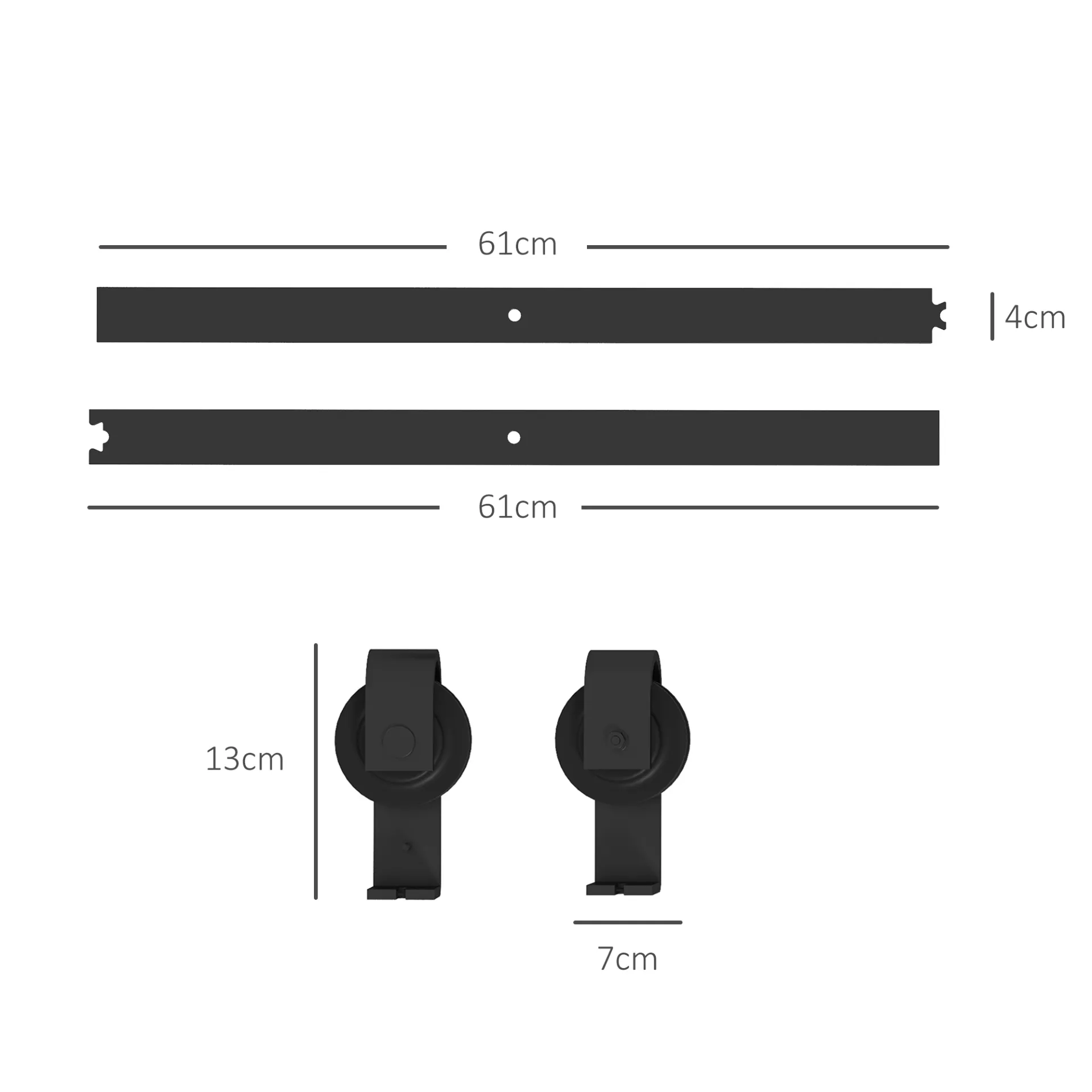 4FT/122CM Bi-Folding Sliding Barn Door Hardware Track Kit, Heavy Duty Sliding Door Kit for 2 Doors with J Shape Hanger | HOMCOM