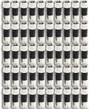 50-Pack RG6 Quad Compression Connectors PPC EX6XL Approved for Most Satellite or Cable Coax