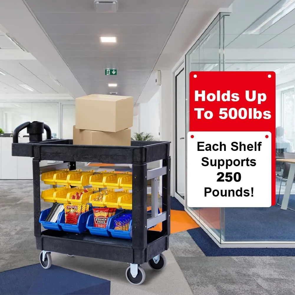 550 lbs Capacity Service Utility Cart with Storage Bins (8) Large Bins and (24) Small Bins