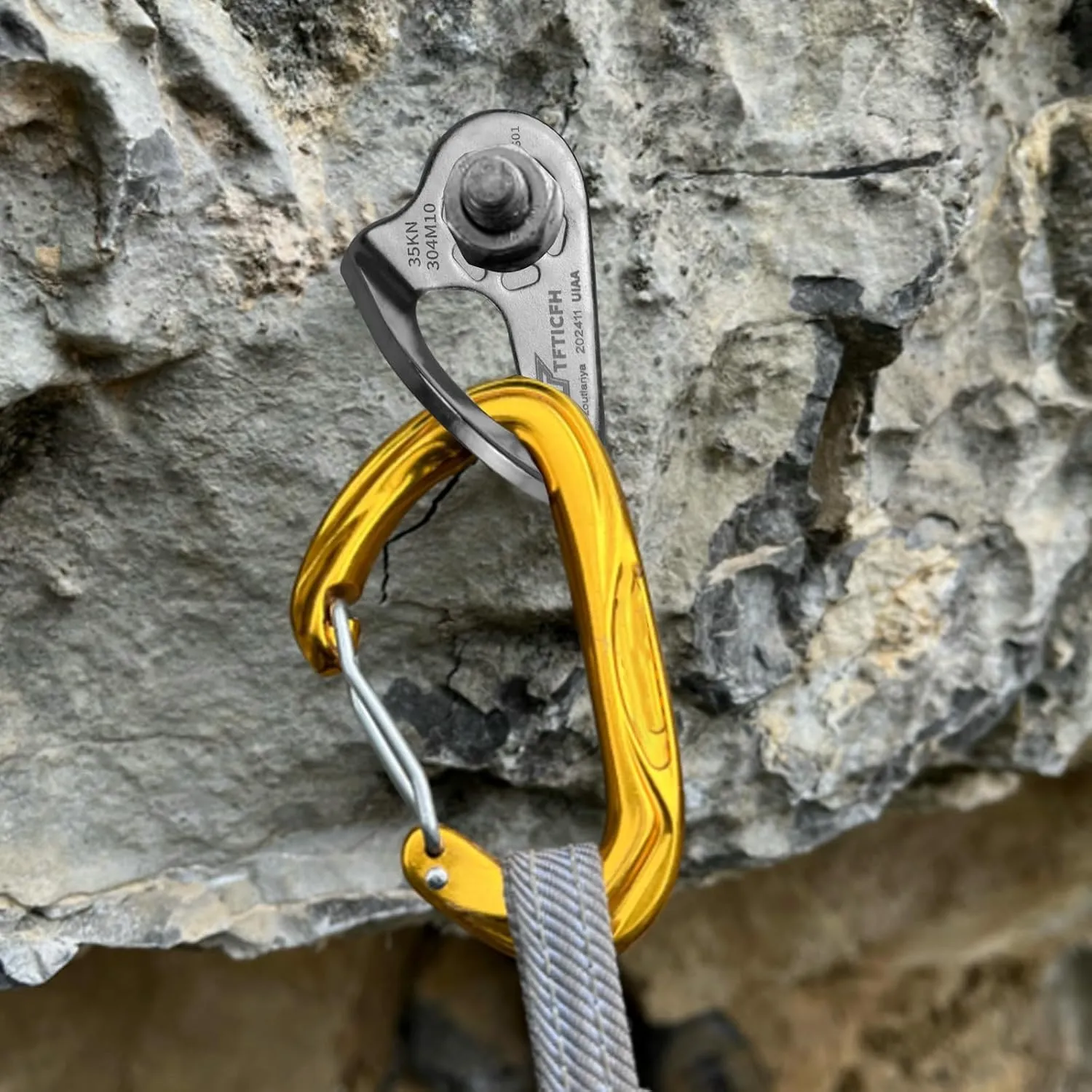5pc UIAA 35kN Heavy Duty Stainless Steel Climbing Bolt Hanger, M10, Silver, Button Head, 10mm Bolt, for Rock Climbing, Hammock, Gym, Aerial Work, Caving, Rescue