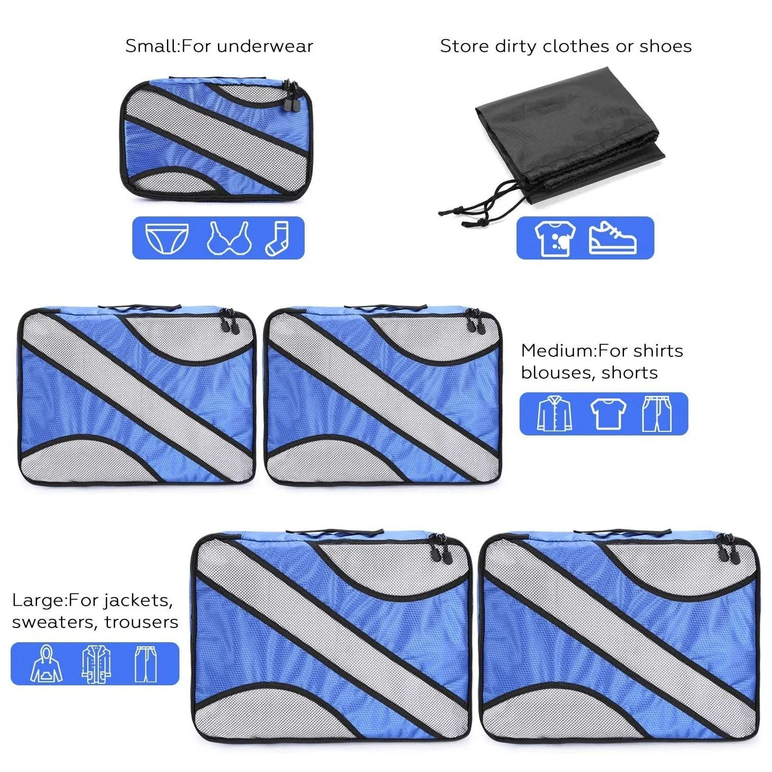 6-Pack: Fitnate Compression Packing Cubes