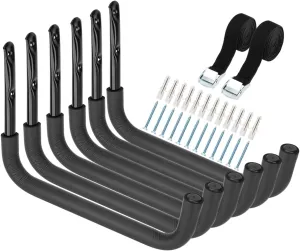 6 Pack Kayak Storage Racks, 15.5Inch Heavy Duty Garage Storage SUP Hooks, Wall Mount Surfboards Hanger