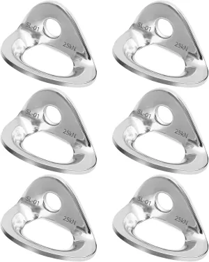 6-Pack Stainless Steel Bolt Hangers, 25Kn Rated, Perfect for Rock Climbing, Mountaineering, and Outdoor Climbing Adventures