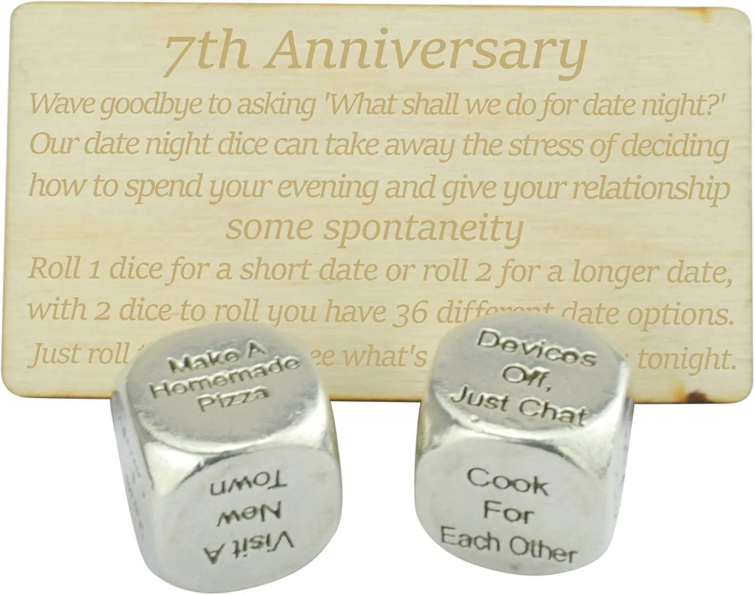 7 Year Anniversary Metal Date Night Dice - Create a Unique 7th Anniversary Date Night