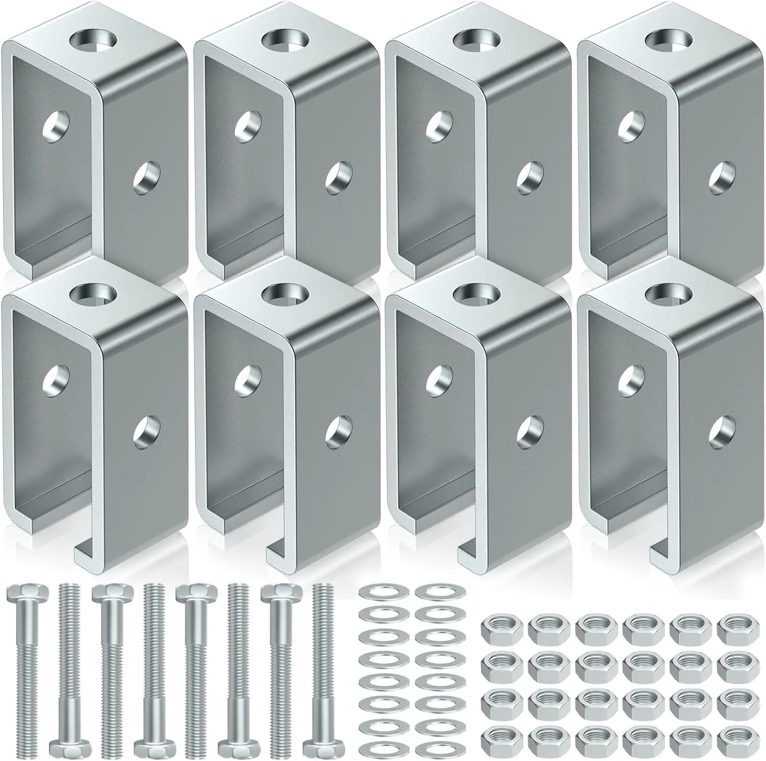 8 Pack Channel Trolley Track Support Hanger Bracket for All 1-5/8" Strut Channel,Heavy-Duty Steel Support Bracket,Trolley Strut Hangers w/Bolt &Nut for Punching Bag,Electric Hoist &Rolling Door