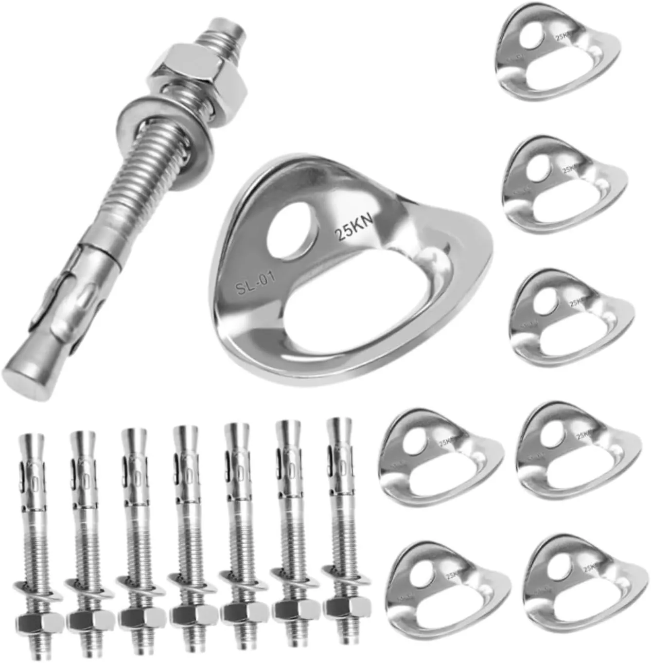 8Pcs Climbing Anchor Hangers and Expansion Bolts Fixed Point Anchor Hooks 316 Stainless Steel for Trailer Tie Downs