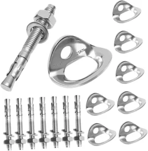 8Pcs Climbing Anchor Hangers and Expansion Bolts Fixed Point Anchor Hooks 316 Stainless Steel for Trailer Tie Downs