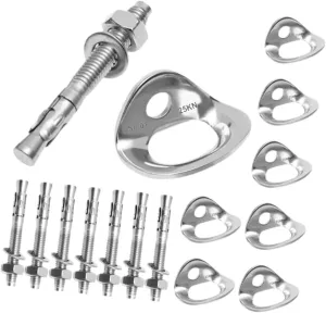 8Pcs Rock Climbing Anchor Hangers 316 Stainless Steel High Load Bearing Anchor Hooks and Bolts for Home Gym Outdoor Tie Down