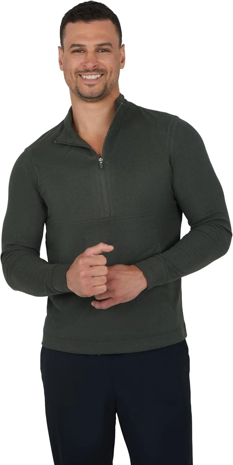 90 Degree By Reflex Soft Half Zip Pullover Long Sleeve Workout Running Shirt for Men