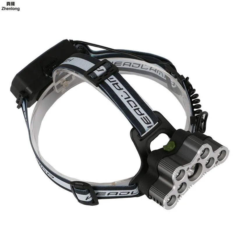 9*LED XML T6 Headlight 2000 Lumens Headlamp Rechargeable Head Lamp Flashlight 2*18650 Battery Waterproof Outdoor Illumination