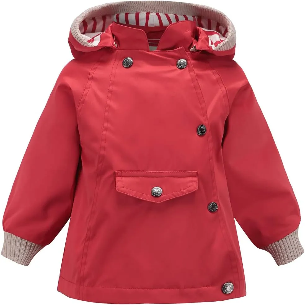 ACESTAR Boys Girls Waterproof Hooded Rain Jacket Kids Cotton Lined Rain Coat Toddler Windbreaker Spring Fall Raincoat