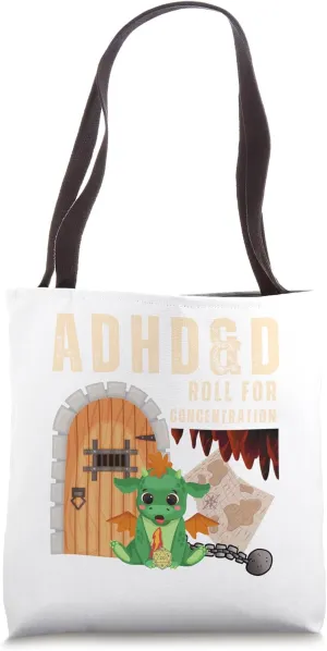 ADHD&D Roll For Concentration Funny Apparel Tote Bag