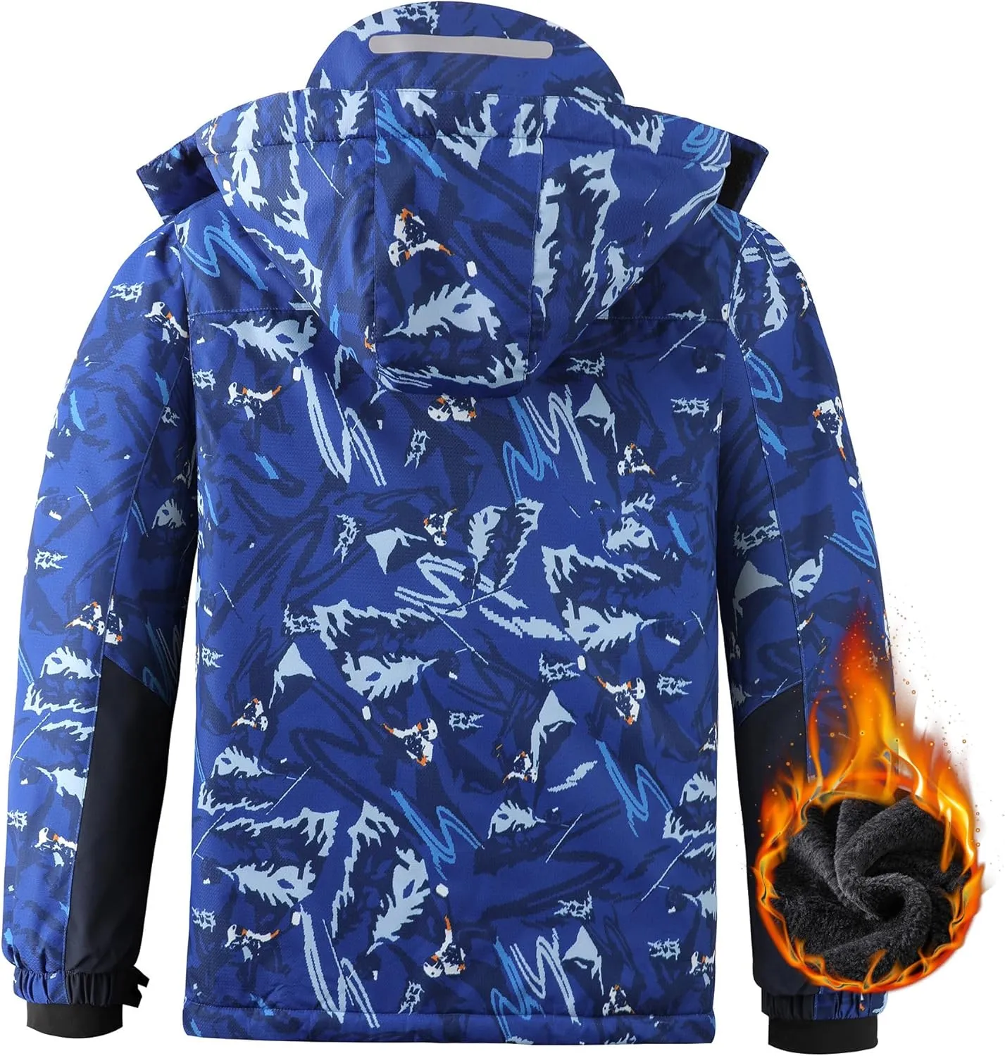 AFILOK Boy's Ski Jacket Waterproof Breathable Kids Fleece Lined Windproof Hooded Snowboard Coats