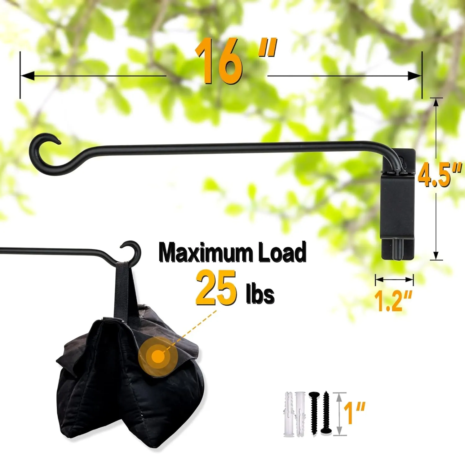 AJART Swivel Hanging Plant Bracket: Outdoor Bird Feeder Hangers for Wall Mount 16 Inch - 2 Pieces Hummingbird Feeder Hook for Flower Basket