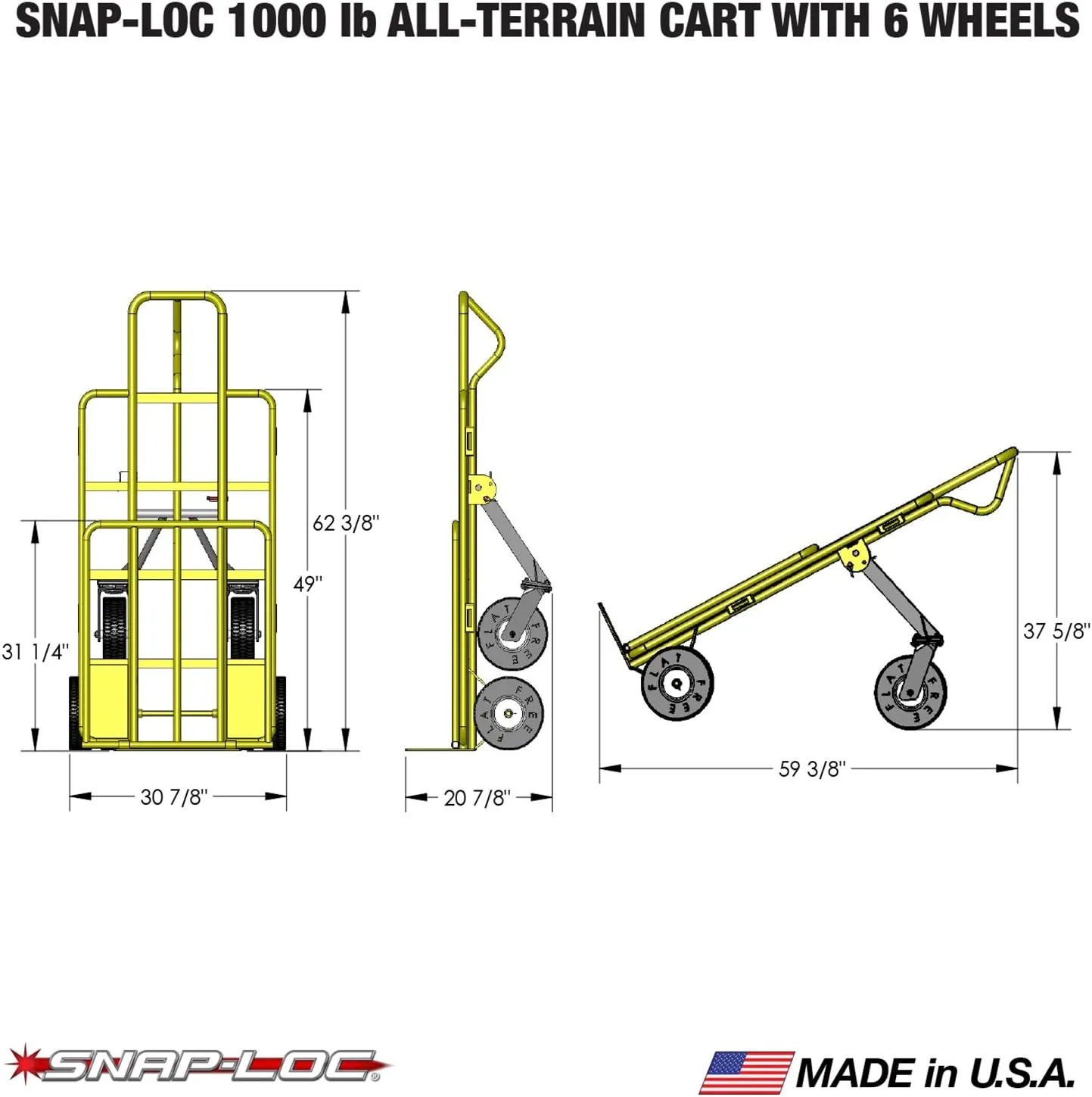 All-Terrain Hand CART 6 Wheel with 1000 lb Capacity and 10 inch Airless Wheels