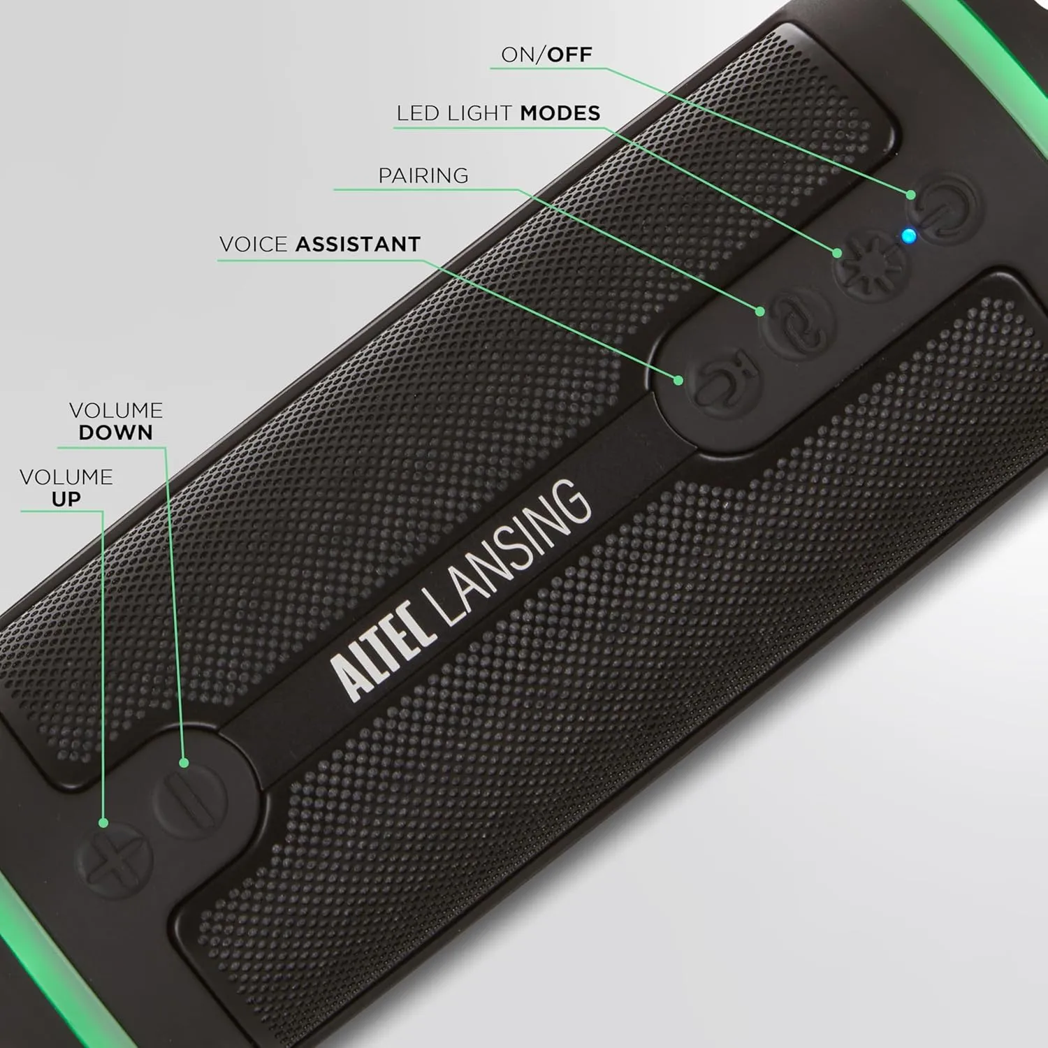 Altec Lansing HydraMOTION 2.0 Wireless Bluetooth Speaker, 16H Battery, RGB Lights, USB-C Quick Charge, IP67 Rated Waterproof Bluetooth Speaker, Mountable, Voice Assistant