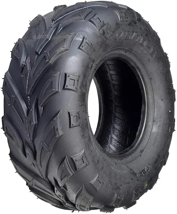 AlveyTech 145/70-6 V-Tread Tire - For the Monster Moto/Mega Moto Classic 80cc Mini Bike, All Terrain, Rubber Tubeless Tires for Go-Kart, Quad, Mini Dirt Bike, UTV, ATV, Lawn Mower and Electric Cart